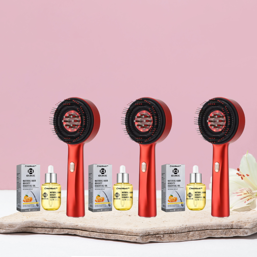 HairBack™ | מכשיר אור אדום לצמיחת שיער עם שמן אתרי טבעי לשיער