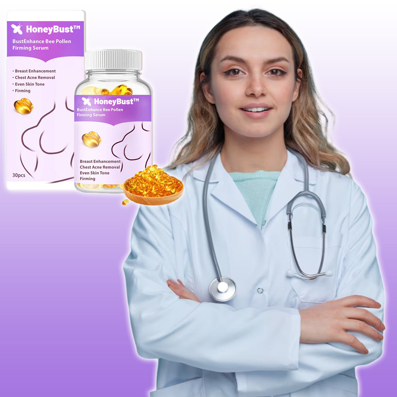 HoneyBust™ | סרום לפיסול ולהרמת החזה עם אבקת דבורים