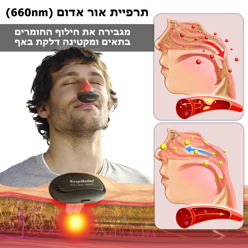 NasalRelief™ | מכשיר תרפיית אור אדום לאף