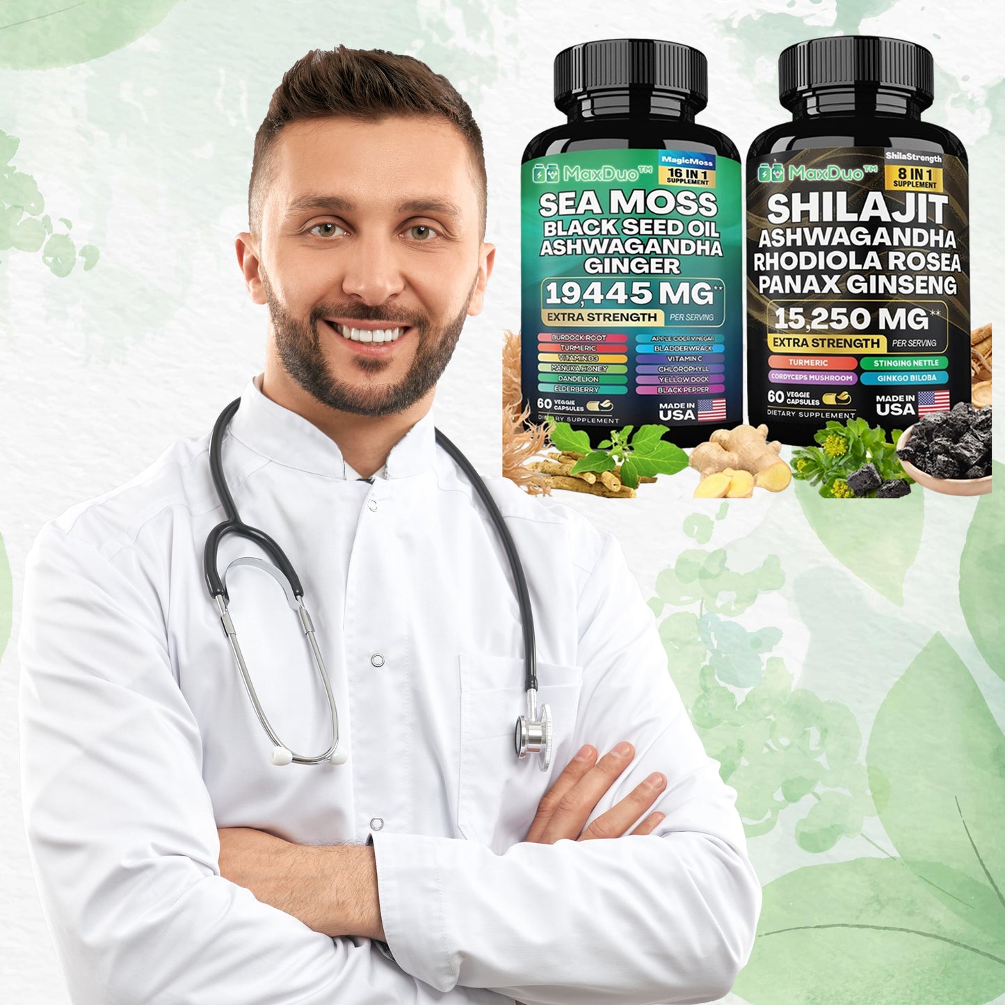MaxDuo™ | חבילת סופר: תערובת קסם 16-ב-1 משאבי הים + תערובת שילאג'יט 8-ב-1