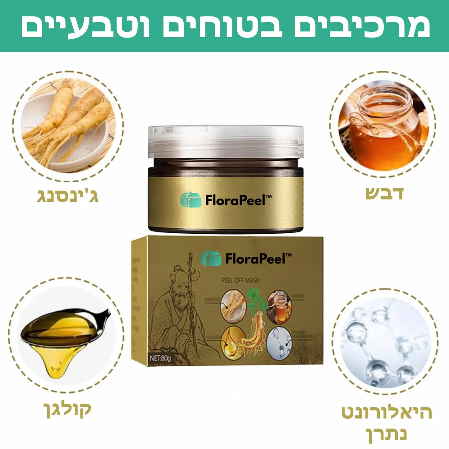 FloraPeel™ | מסכת פנים עם תמציות צמחים מעודנות