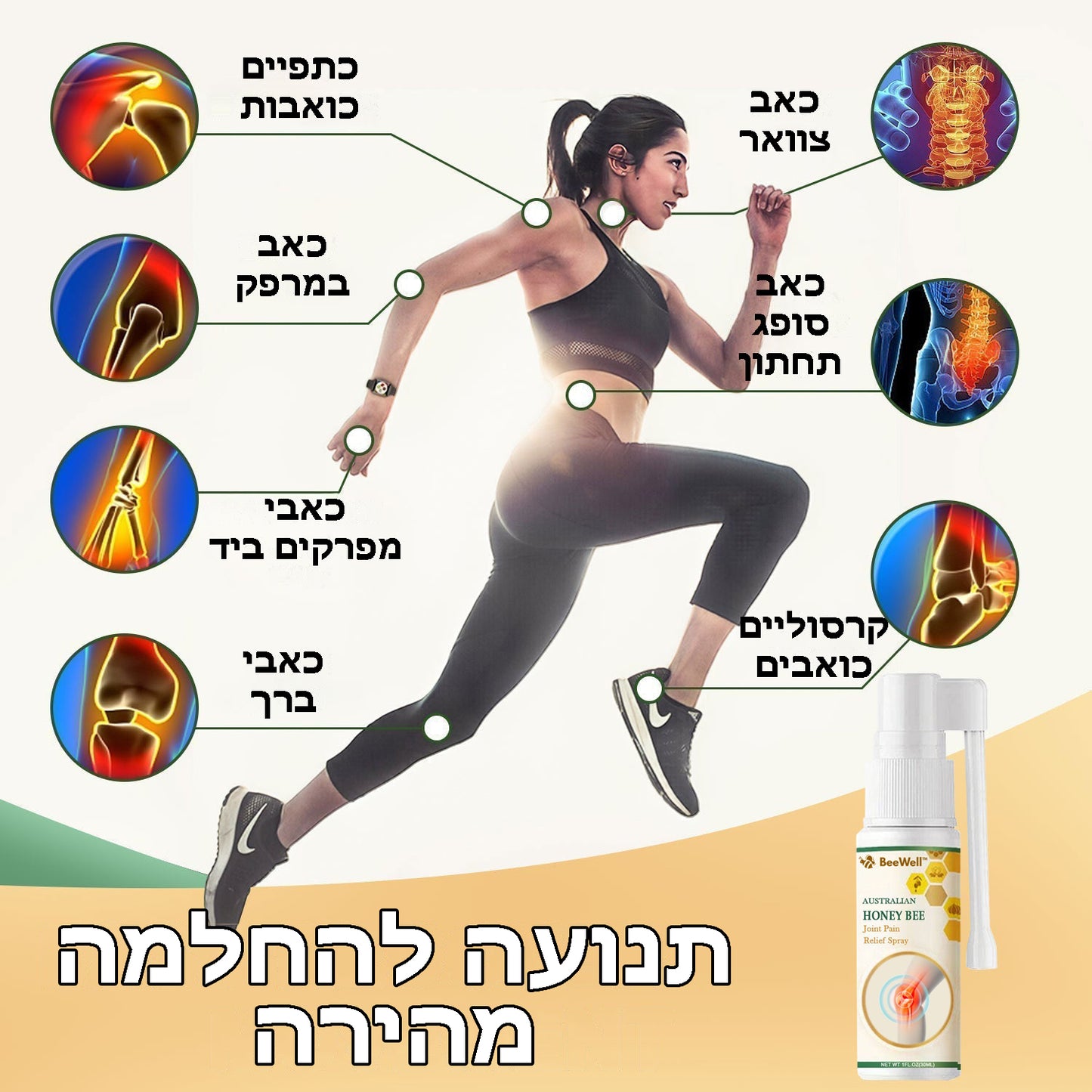 BeeWell™ | רעל דבורים להקלה על כאבים וריפוי עצמות בתרסיס