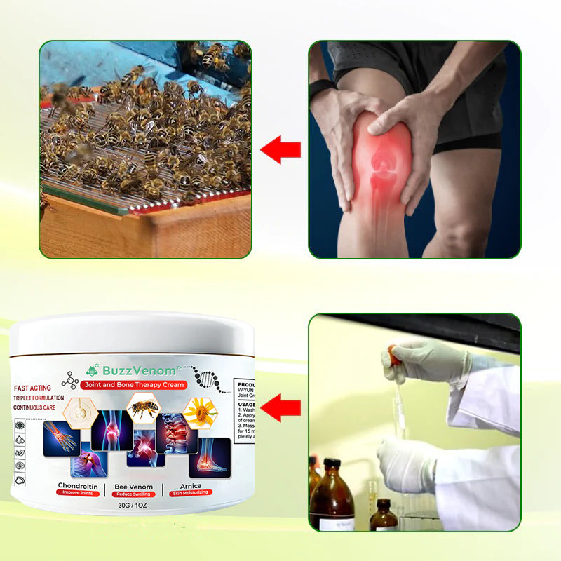 BuzzVenom™ | קרם לטיפול במפרקים ועצמות עם ארס דבורים