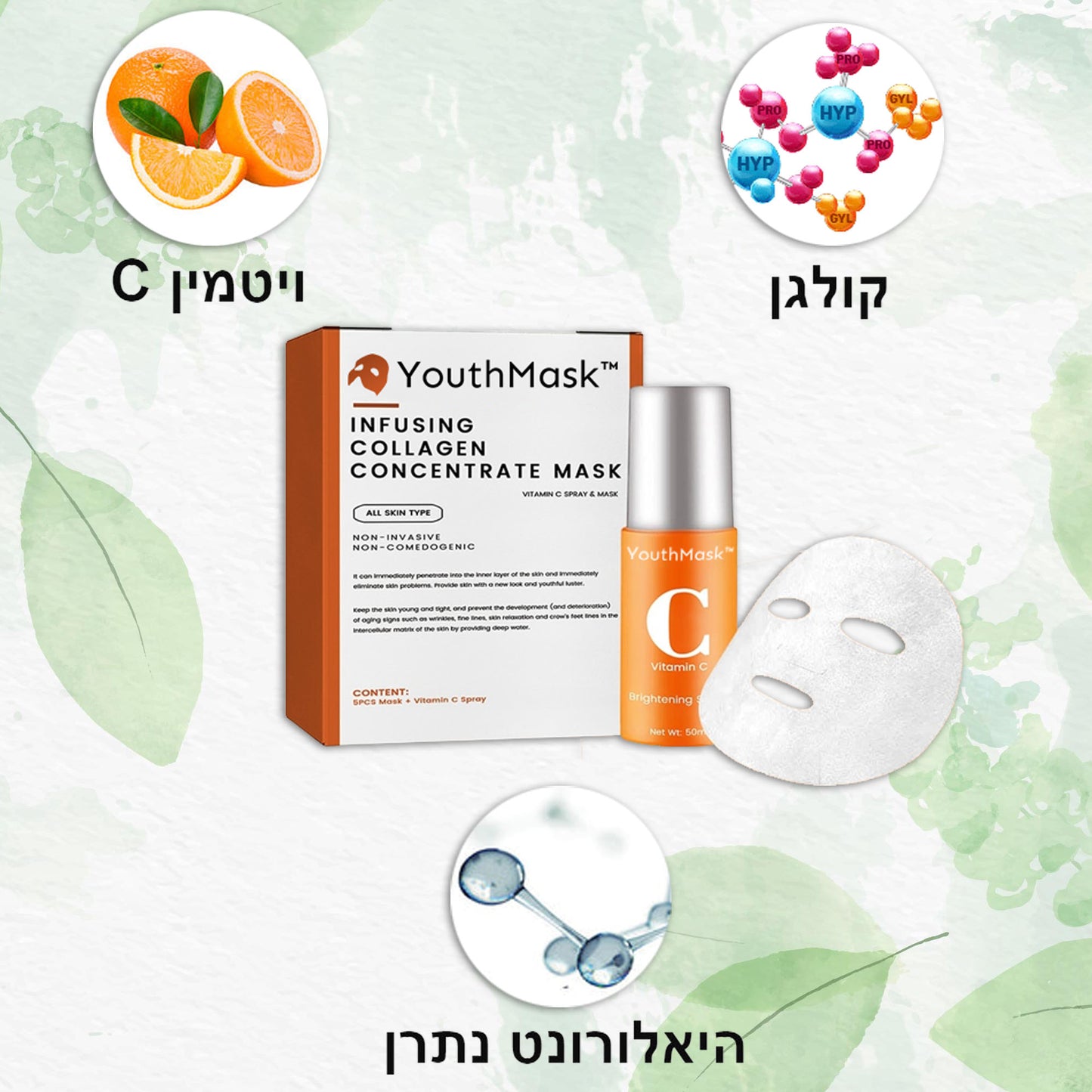 YouthMask™ | מסכת נגד הזדקנות עם הזרקת קולגן