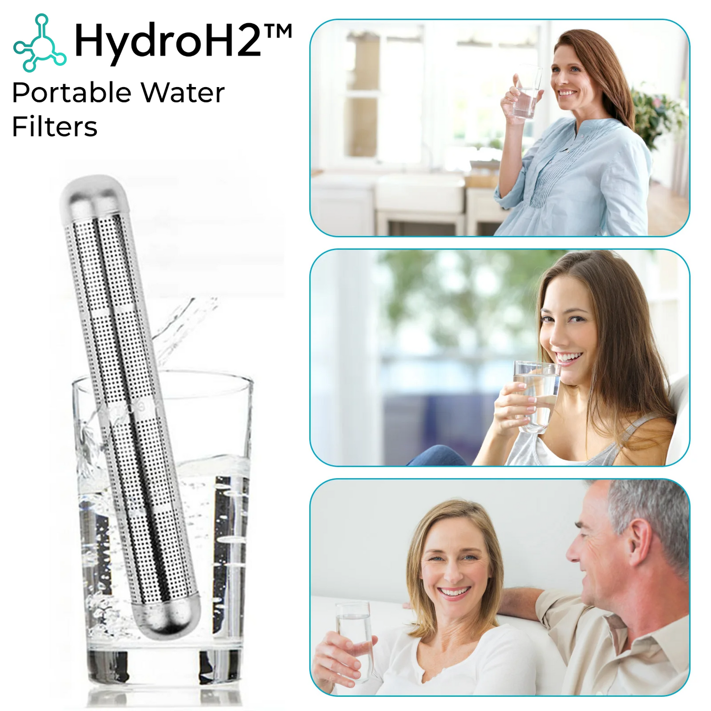 מסנני מים ניידים של HydroH2 - 1+1 במתנה