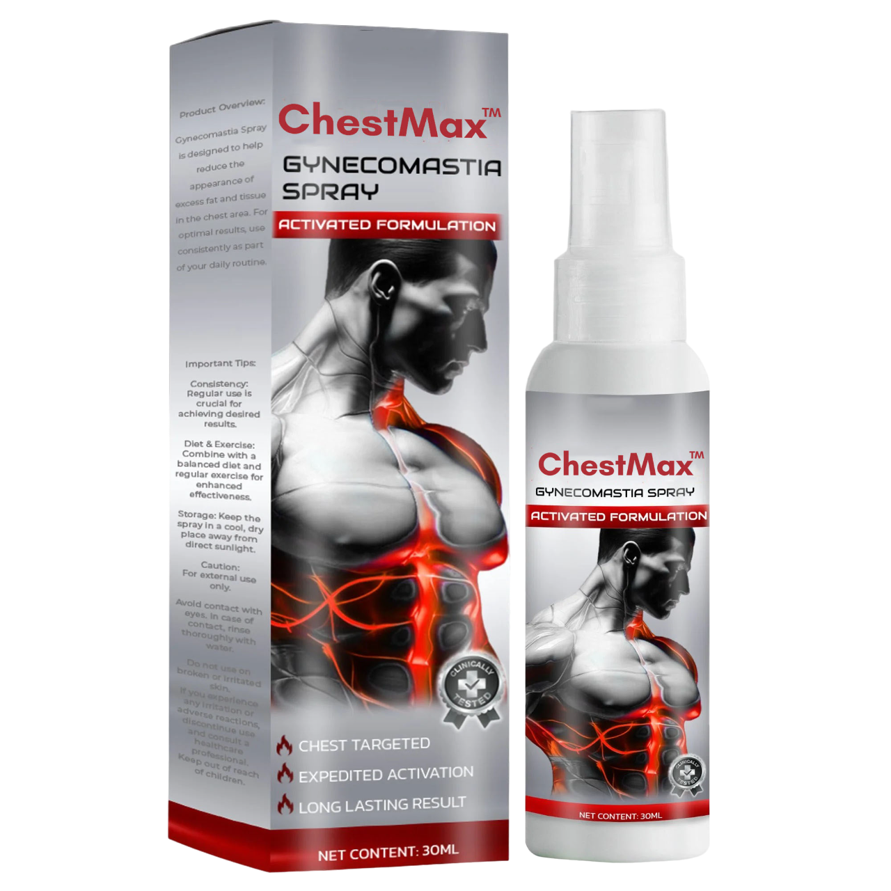 ChestMax™ | תרסיס להפחתת גינקומסטיה