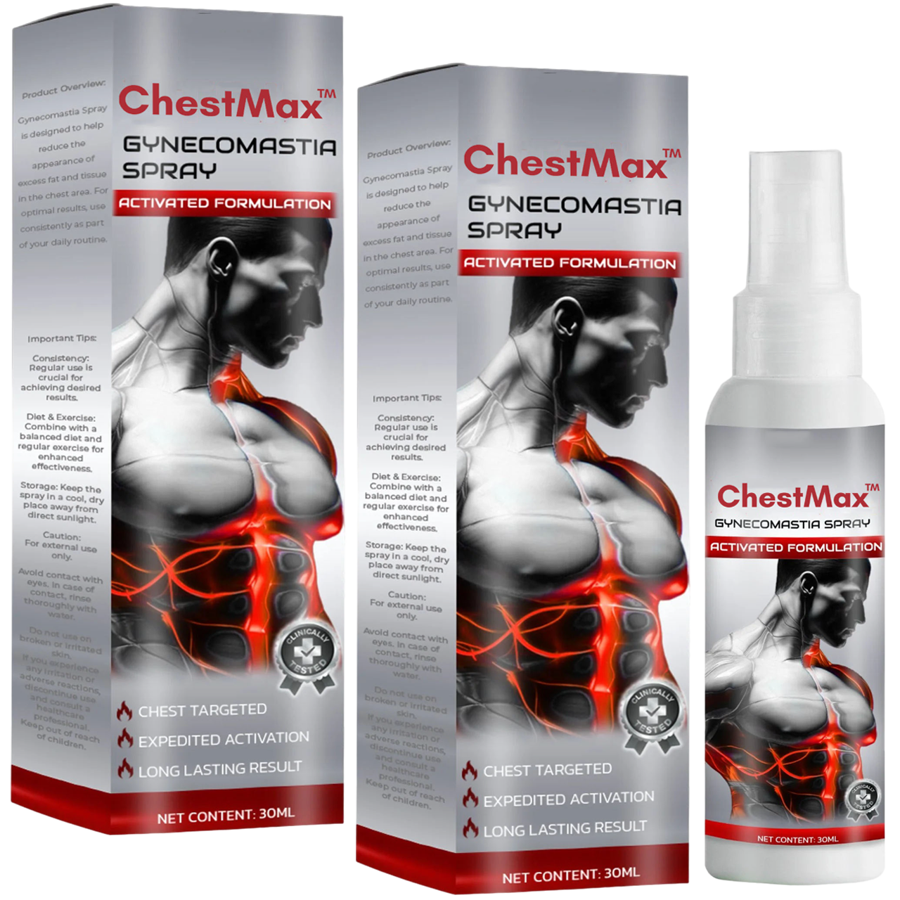 ChestMax™ | תרסיס להפחתת גינקומסטיה