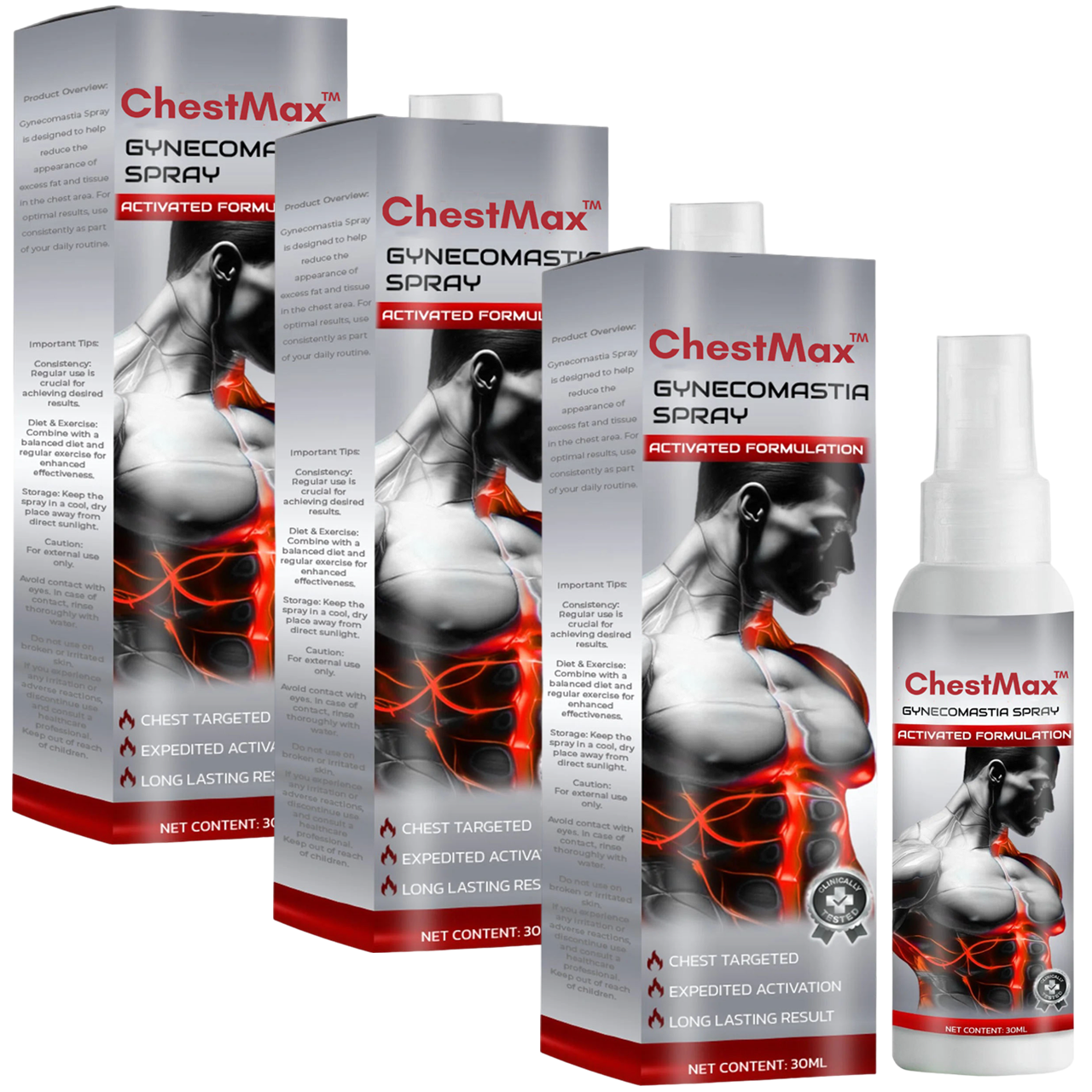 ChestMax™ | תרסיס להפחתת גינקומסטיה